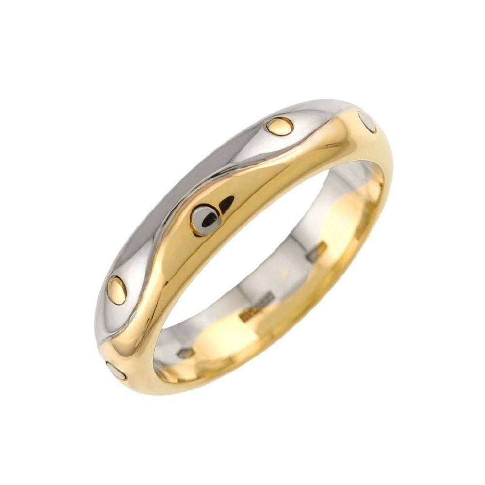 Bulgari BVLGARI Onda Ring 18K YG WG Yellow White Gold 750 Combination Wave